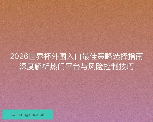 2026世界杯外围入口最佳策略选择指南深度解析热门平台与风险控制技巧